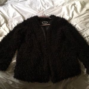 Fair fur black coat